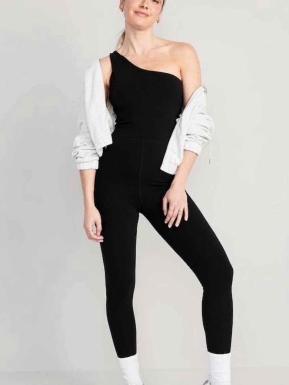 Old Navy Active One-Shoulder Black Jumpsuit for Women (L)